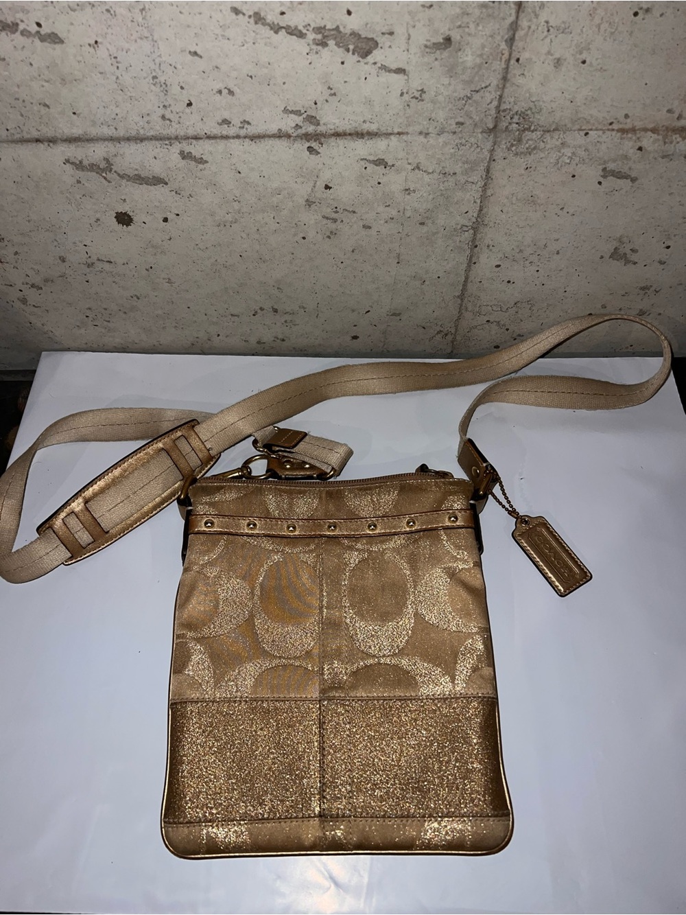Coach Metallic Gold Signature Crossbody Bag